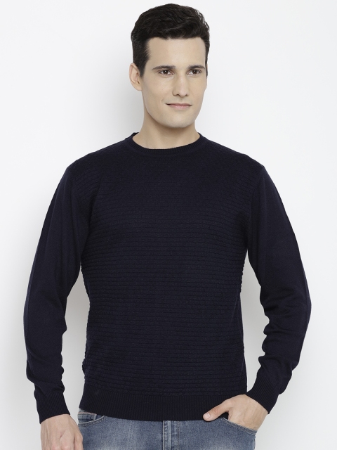 

John Players Men Navy Self-Design Sweater, Navy blue