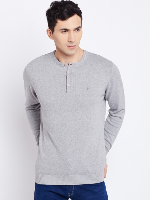 

John Players Men Grey Melange Solid Sweater