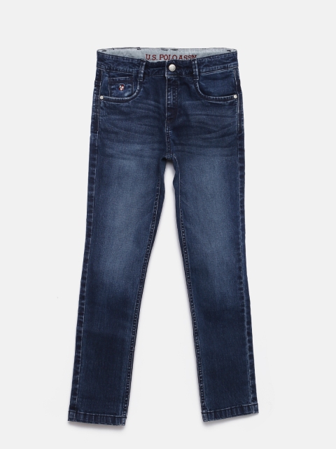 

U.S. Polo Assn. Kids Boys Blue Slim Fit Mid-Rise Clean Look Stretchable Jeans