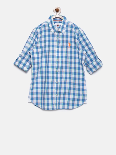

U.S. Polo Assn. Kids Boys Blue & White Checked Casual Shirt