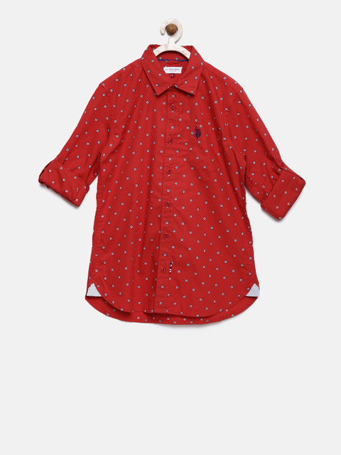 

U.S. Polo Assn. Kids Boys Red Printed Casual Shirt