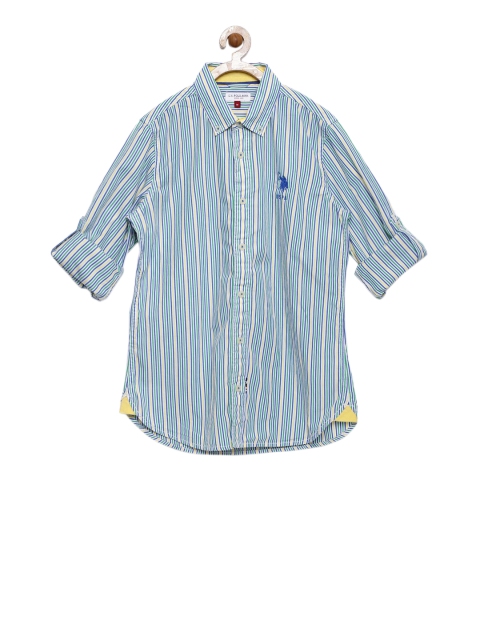 

U.S. Polo Assn. Kids Boys Green & Blue Striped Casual Shirt