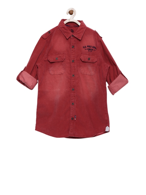 

U.S. Polo Assn. Kids Boys Red Corduroy Casual Shirt