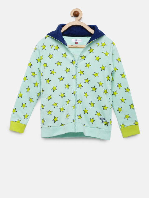 

U.S. Polo Assn. Kids Girls Green Printed Hooded Sweatshirt