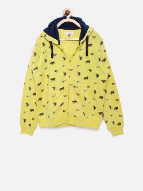 

U.S. Polo Assn. Kids Boys Yellow Printed Hooded Sweatshirt