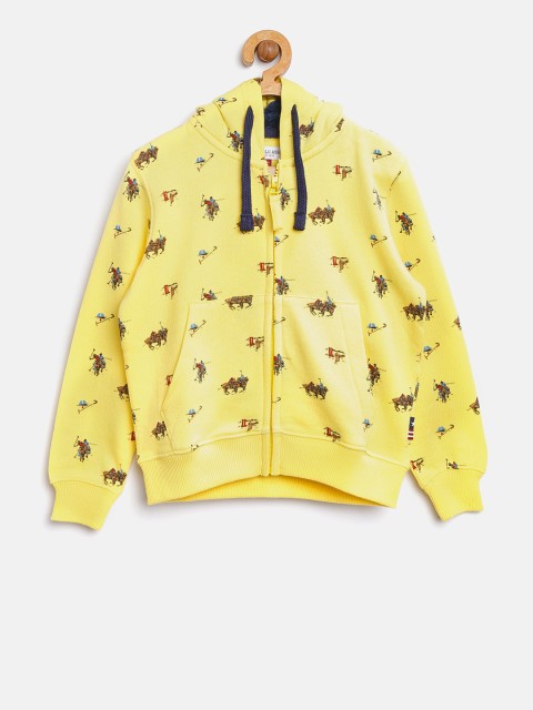 

U.S. Polo Assn. Kids Boys Yellow Printed Hooded Sweatshirt