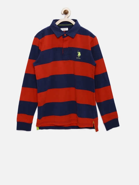 

U.S. Polo Assn. Kids Boys Red Striped Polo Collar T-shirt