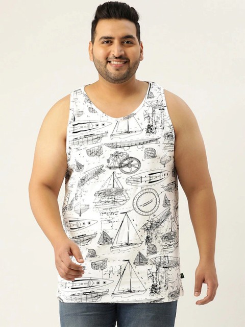 

Rodzen Men White Graphic Printed Pure Cotton T-shirt