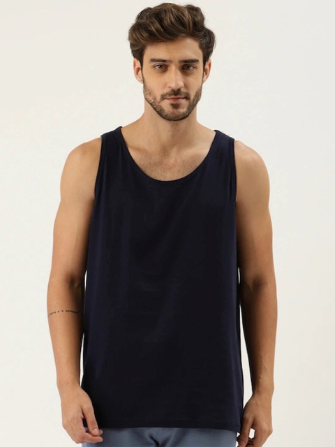 

Rodzen Men Navy Blue Pure Cotton T-shirt
