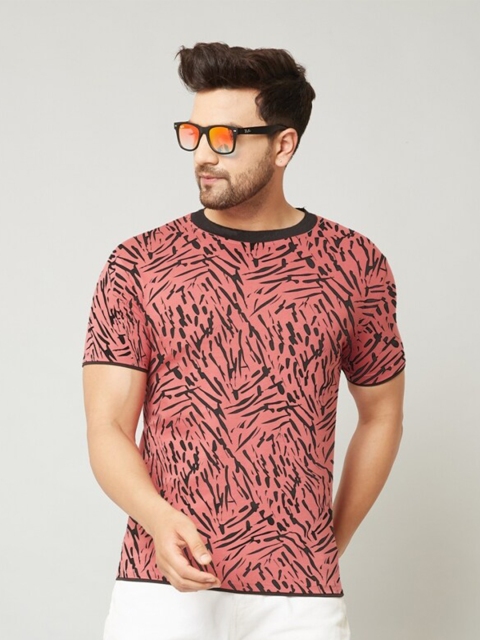 

Rodzen Men Rose Printed Pure Cotton T-shirt