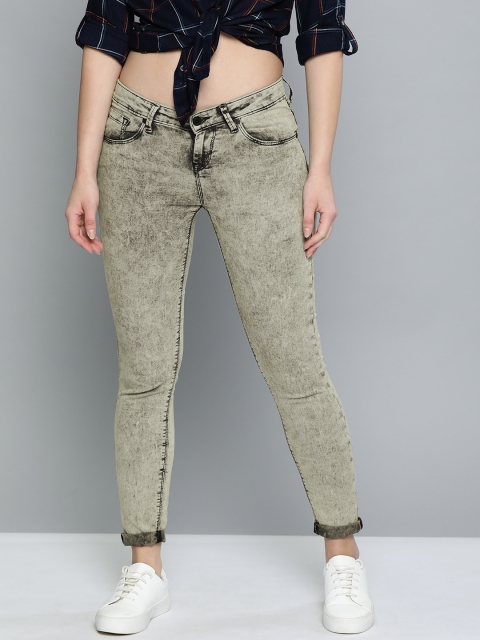 

HERE&NOW Women Grey Skinny Fit Mid-Rise Clean Look Stretchable Jeans