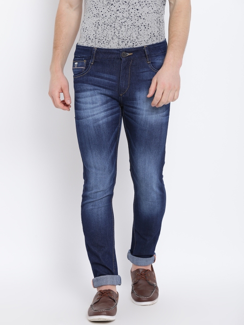 

John Players Men Navy Skinny Fit Low-Rise Clean Look Stretchable Jeans, Navy blue