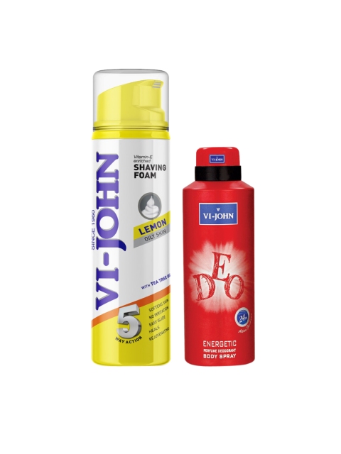 

VI-JOHN Men Deo Energetic 175 ml and shaving Foam Lemon 200 gm, Multi