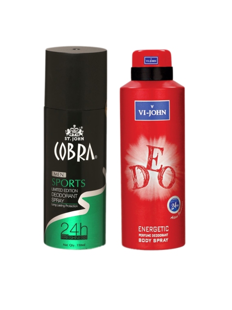 

VI-JOHN Men Set Of 2 Deo Energetic & Cobra Deo Sports Deodorant Body Spray, Multi