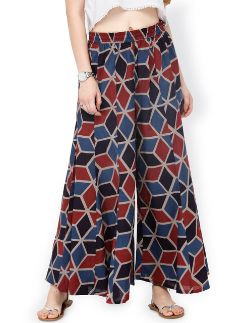 

Varanga Women Blue & Black Printed Straight Palazzos