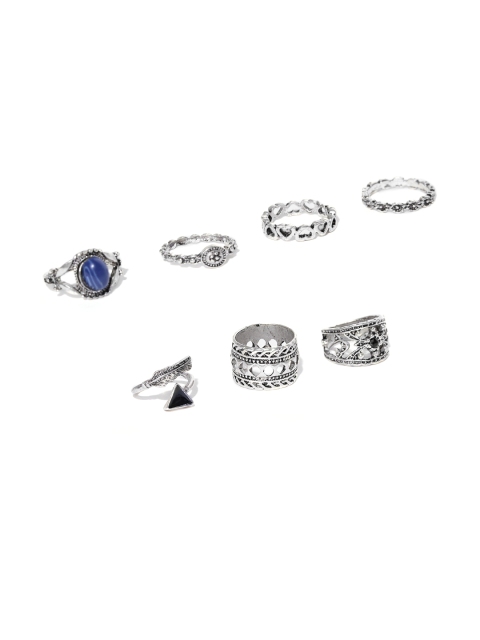 

Bellofox Set of 7 Oxidised Silver-Toned Rings
