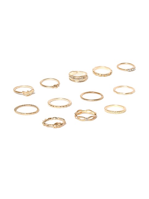 

Bellofox Set of 12 Gold-Toned Textured Rings