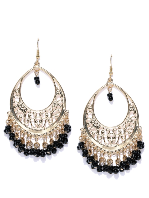 

Bellofox Black Gold-Plated Cut-Out Beaded Chandbalis