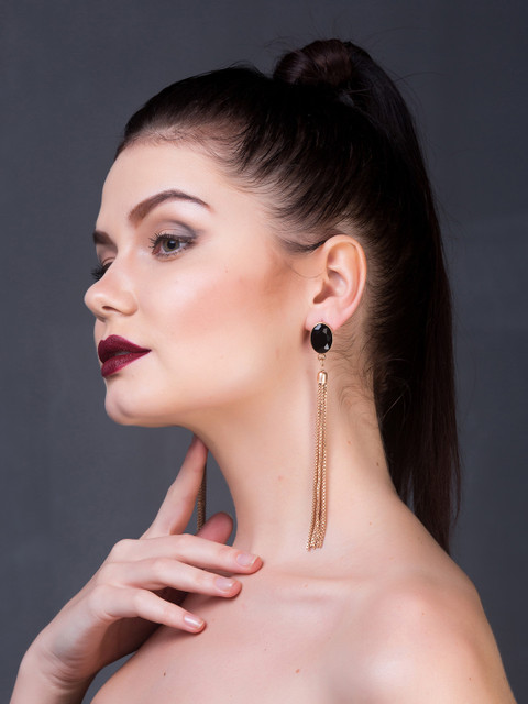 

Bellofox Black Rose Gold-Plated Tasselled Drop Earrings