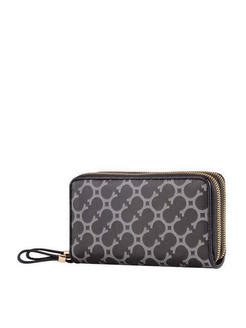 

CARPISA Women Black & Grey Geometric Printed Zip Around Wallet