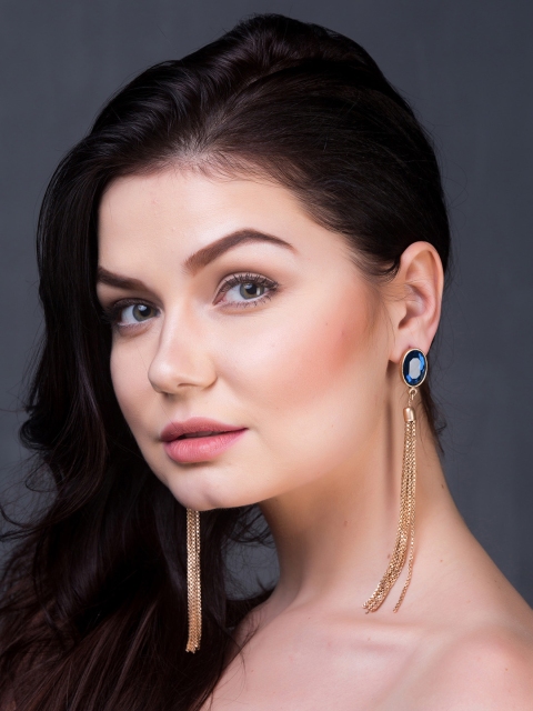 

Bellofox Blue Rose Gold-Plated Tasselled Drop Earrings