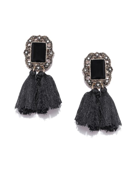 

Bellofox Black & Antique Gold-Toned Contemporary Drop Earrings