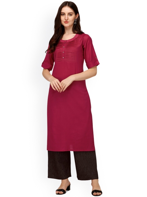 

Pure 9 Women Maroon Pure Cotton Kurta with Palazzos