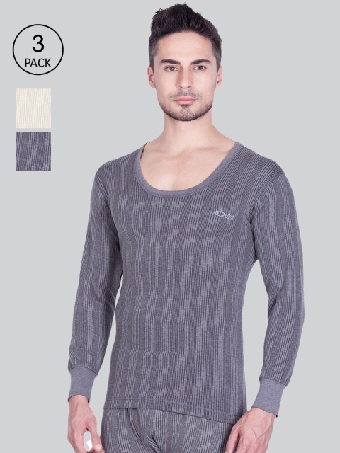 

INFERNO Men Pack of 3 Striped Woolen Thermal Tops, Assorted