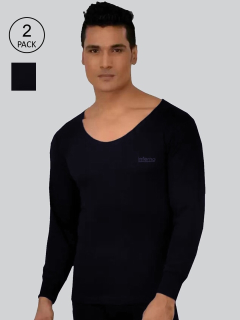 

INFERNO Men Pack Of 2 Solid Thermal Tops, Blue