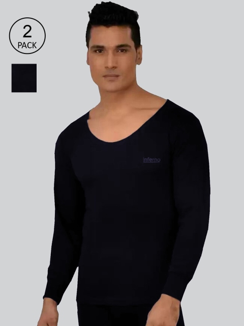 

INFERNO Men Black Pack Of 2 Solid Thermal Tops