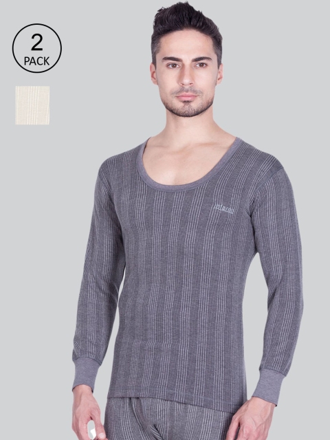 

INFERNO Men Grey & White Pack Of 4 Assorted Thermal Tops