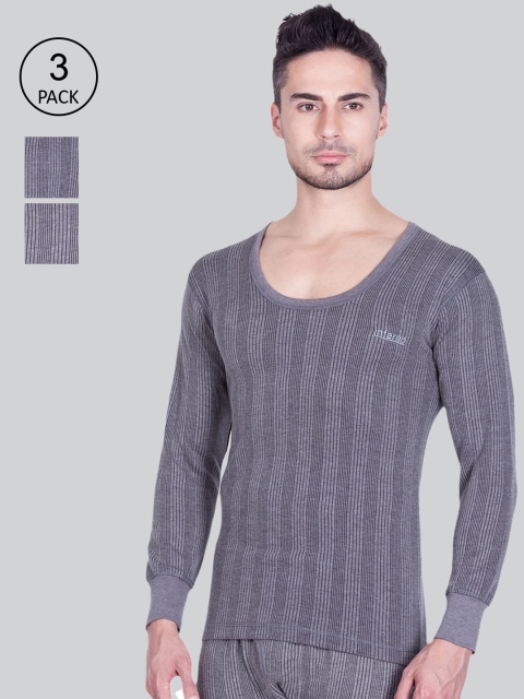 

INFERNO Men Grey Pack Of 3 Striped Thermal Tops
