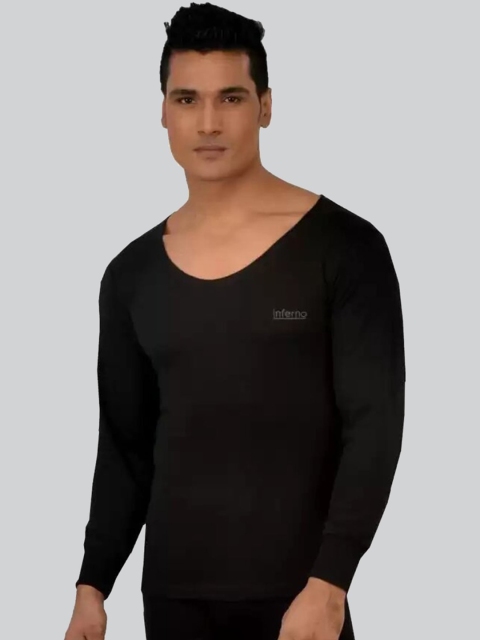 

INFERNO Men Black Solid Thermal Top