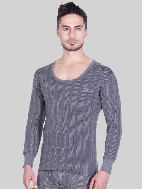 

INFERNO Men Grey Striped Thermal Tops