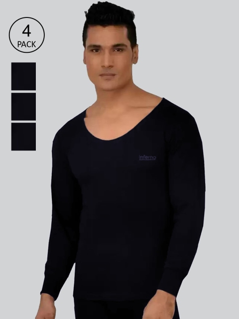 

INFERNO Men Black Pack Of 4 Blue Solid Thermal Tops