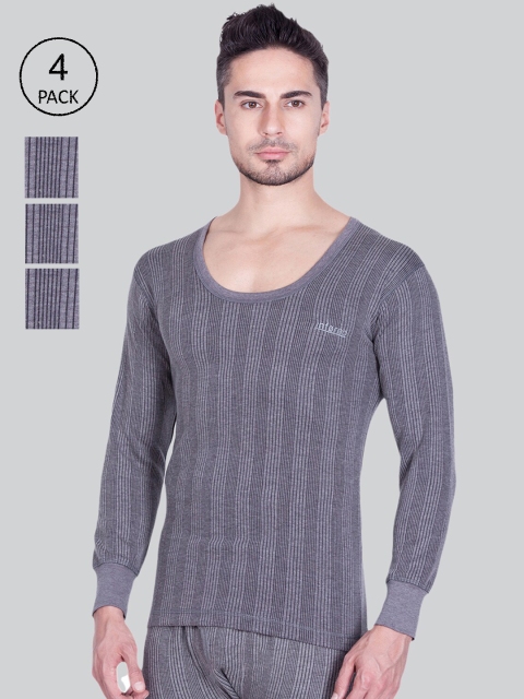 

INFERNO Men Pack of 4 Round Neck Full Sleeves Thermal Top, Grey