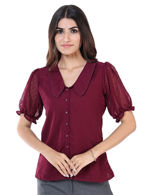 

NOT SO PINK Women Burgundy Casual Shirt