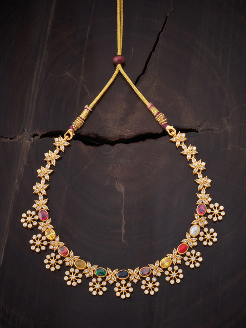 

Kushal's Fashion Jewellery Women Gold-Plated & White Stones-Studded Jewellery Set