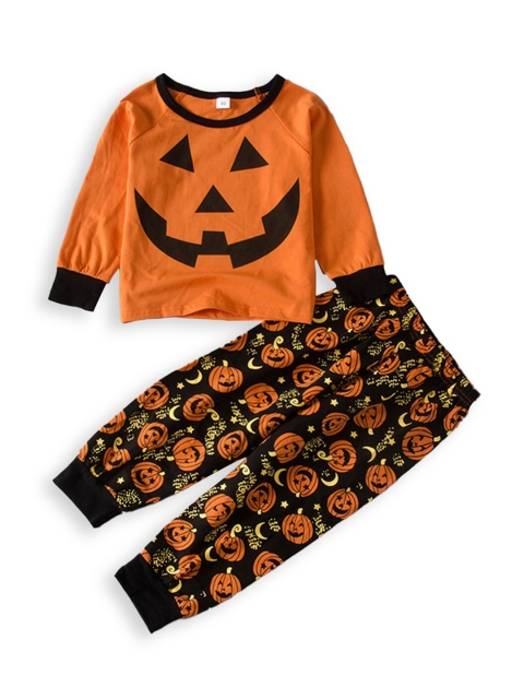 

Hopscotch Boys Orange & Black Printed T-shirt with Trouser