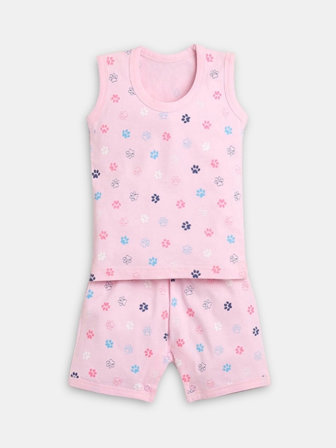 

Hopscotch Boys Pink & Blue Printed Pure Cotton T-shirt with Shorts