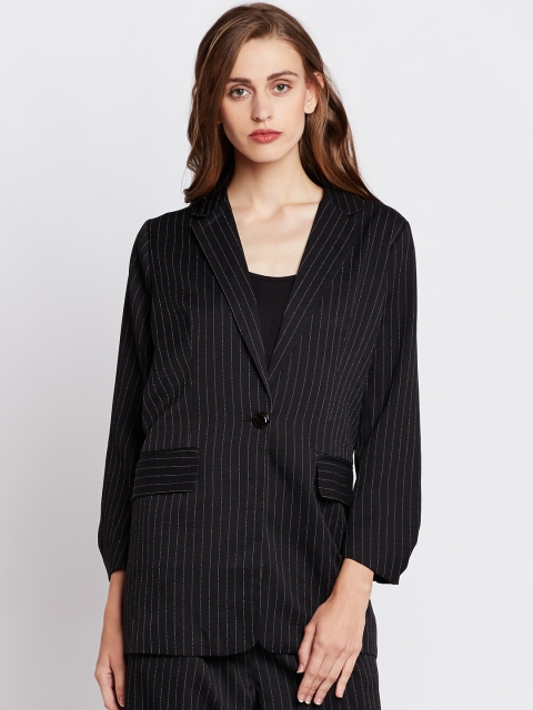 

COVER STORY Women Striped Semiformal Blazer, Black