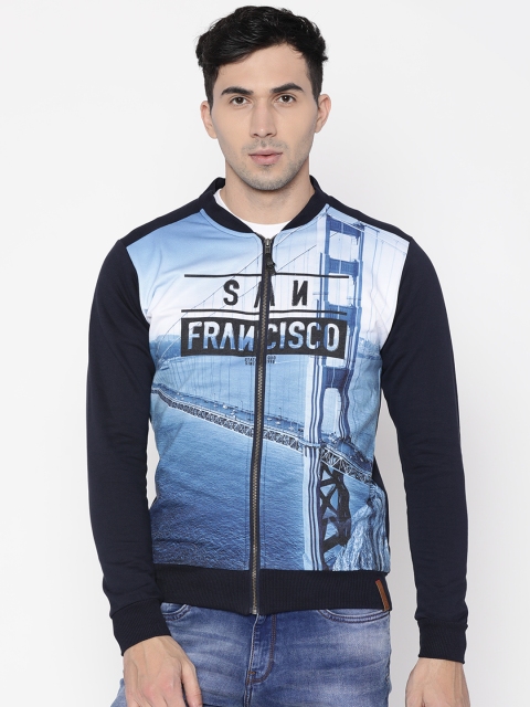 

Status Quo Men Navy Blue Printed Sweatshirt