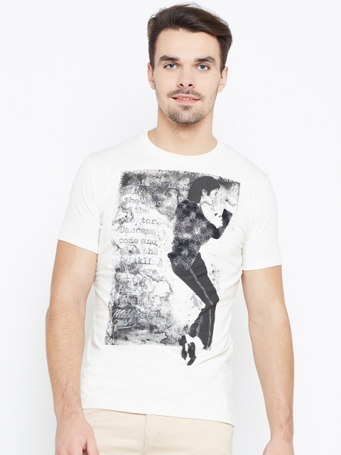 

Status Quo Men Off-White Printed Round Neck T-shirt