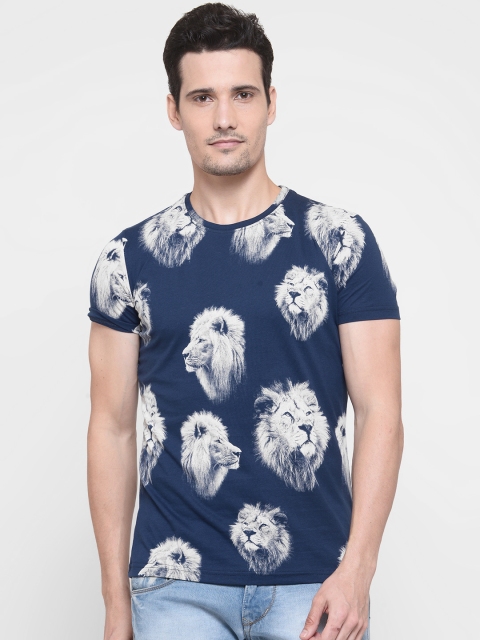 

Status Quo Men Navy Printed Round Neck T-shirt, Navy blue