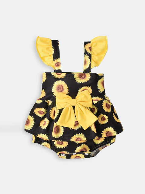 

Hopscotch Girls Black Printed Bodysuit