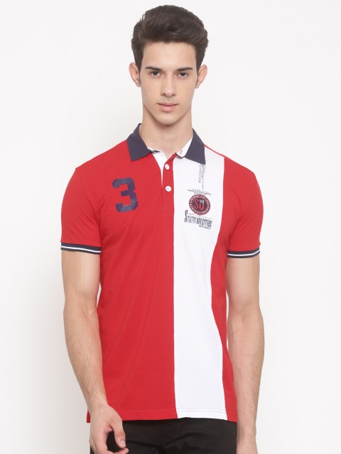

Status Quo Men Red Colourblocked Polo T-shirt