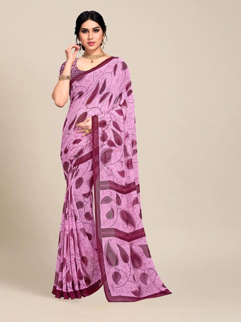 

MS RETAIL Pink & Purple Ethnic Motifs Pure Georgette Saree