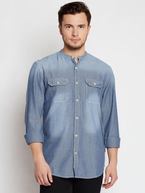 

Jack & Jones Men Blue Striped Casual Shirt