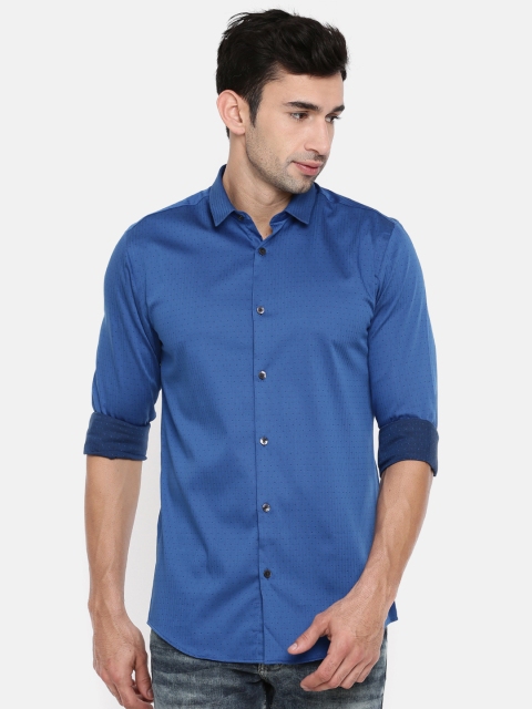 

Jack & Jones Men Blue Slim Fit Self-Design Formal Shirt