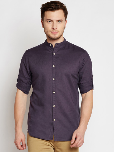 

Jack & Jones Men Purple Slim Fit Solid Casual Shirt